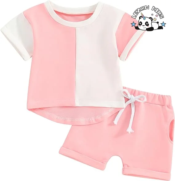 LEZONKIDS - Customizable Summer Boy Clothes Toddler Boy Outfits Short Sleeve Top T Shirt Clothing Set